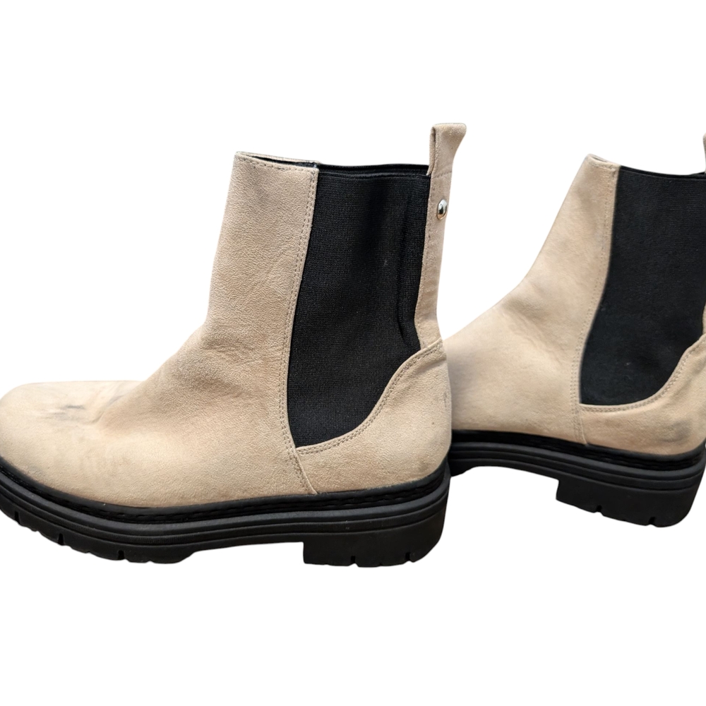 Beige and Black Ankle Boots